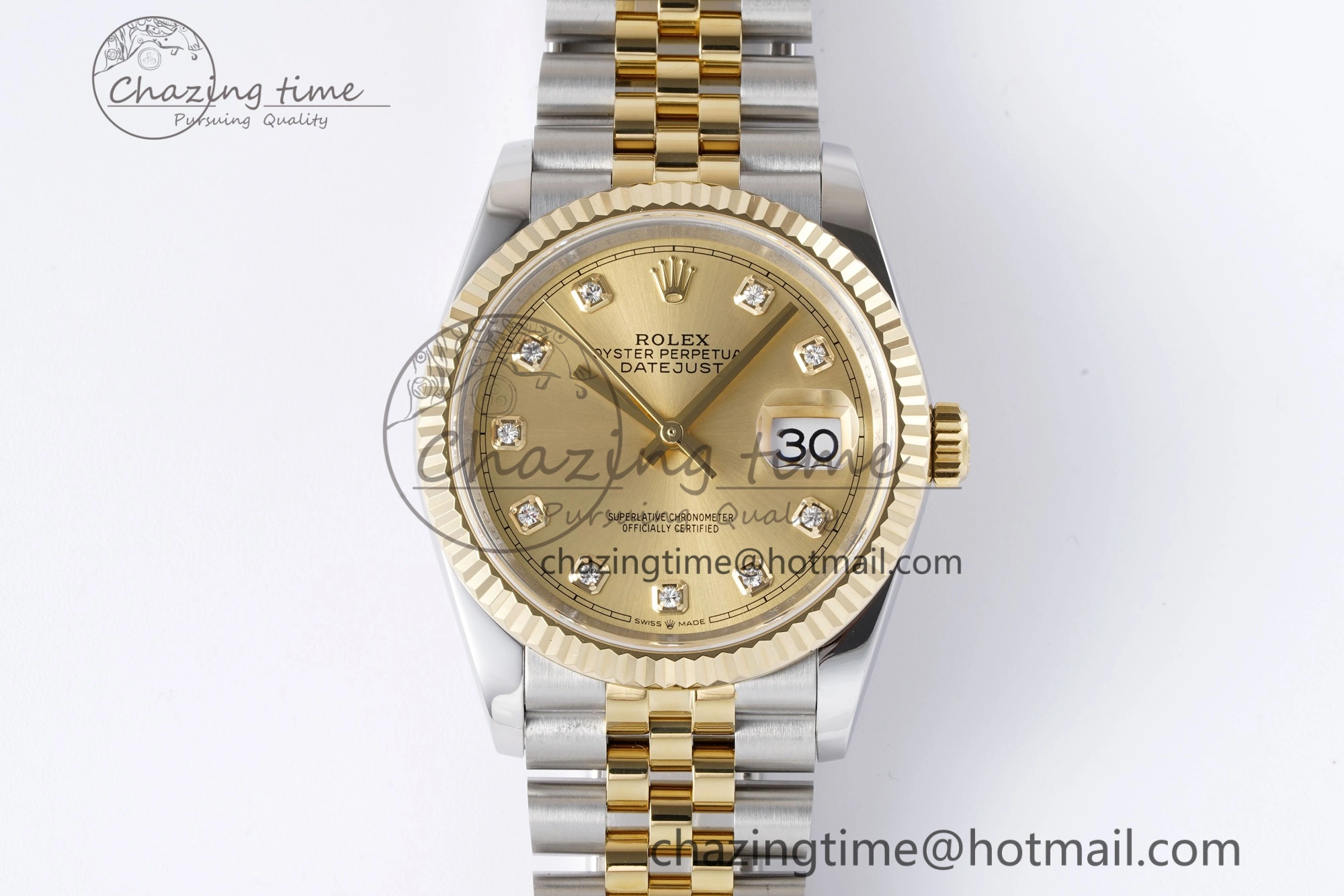 DateJust 36 SS YG 126233 JDF YG Plated 904L Steel YG Dial Diamonds Markers on Jubilee Bracelet V Bright 1752