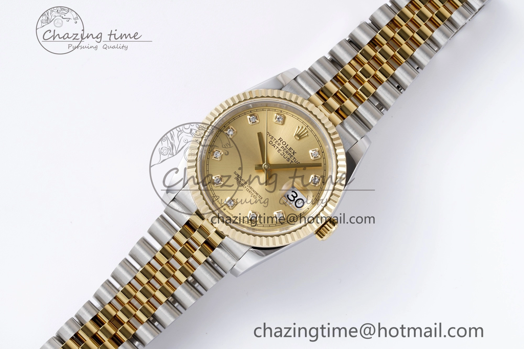 DateJust 36 SS YG 126233 JDF YG Plated 904L Steel YG Dial Diamonds Markers on Jubilee Bracelet V Bright 1752