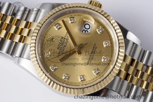 DateJust 36 SS YG 126233 JDF YG Plated 904L Steel YG Dial Diamonds Markers on Jubilee Bracelet V Bright 1752