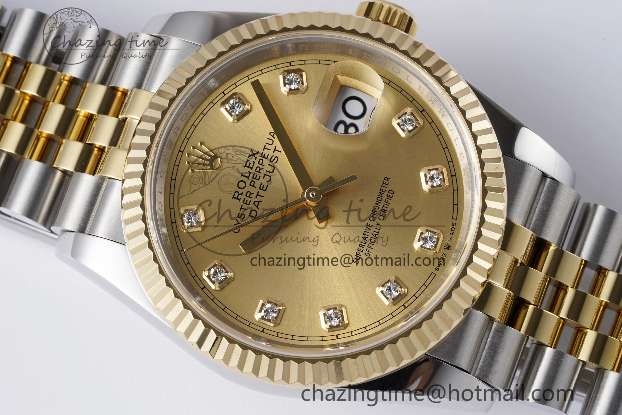 DateJust 36 SS YG 126233 JDF YG Plated 904L Steel YG Dial Diamonds Markers on Jubilee Bracelet V Bright 1752