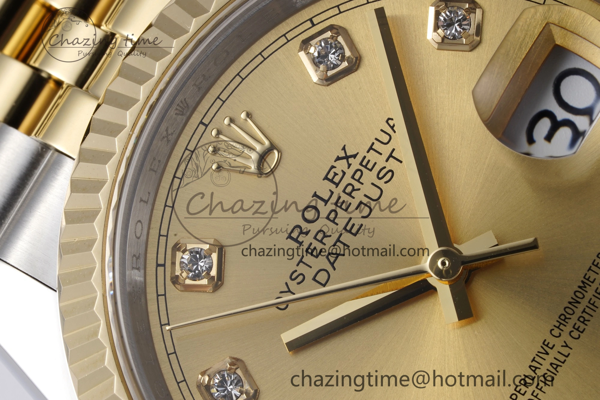 DateJust 36 SS YG 126233 JDF YG Plated 904L Steel YG Dial Diamonds Markers on Jubilee Bracelet V Bright 1752