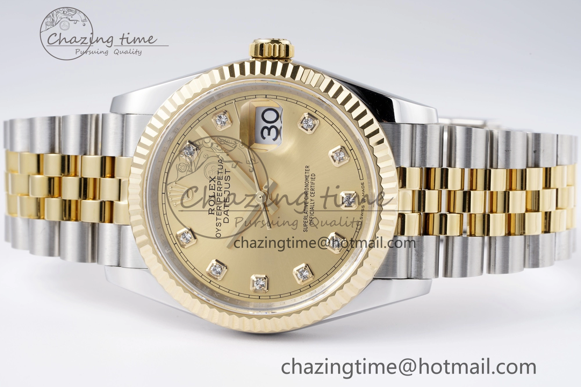 DateJust 36 SS YG 126233 JDF YG Plated 904L Steel YG Dial Diamonds Markers on Jubilee Bracelet V Bright 1752