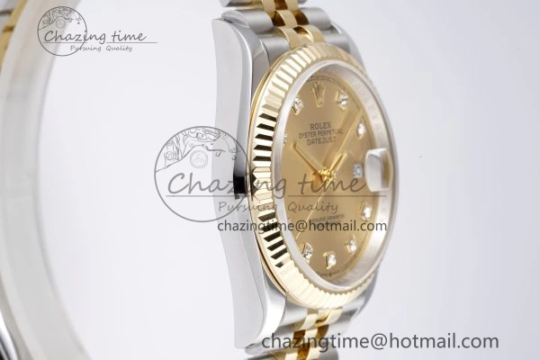 DateJust 36 SS YG 126233 JDF YG Plated 904L Steel YG Dial Diamonds Markers on Jubilee Bracelet V Bright 1752