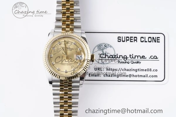 DateJust 36 SS YG 126233 JDF YG Plated 904L Steel YG Dial Diamonds Markers on Jubilee Bracelet V Bright 1752