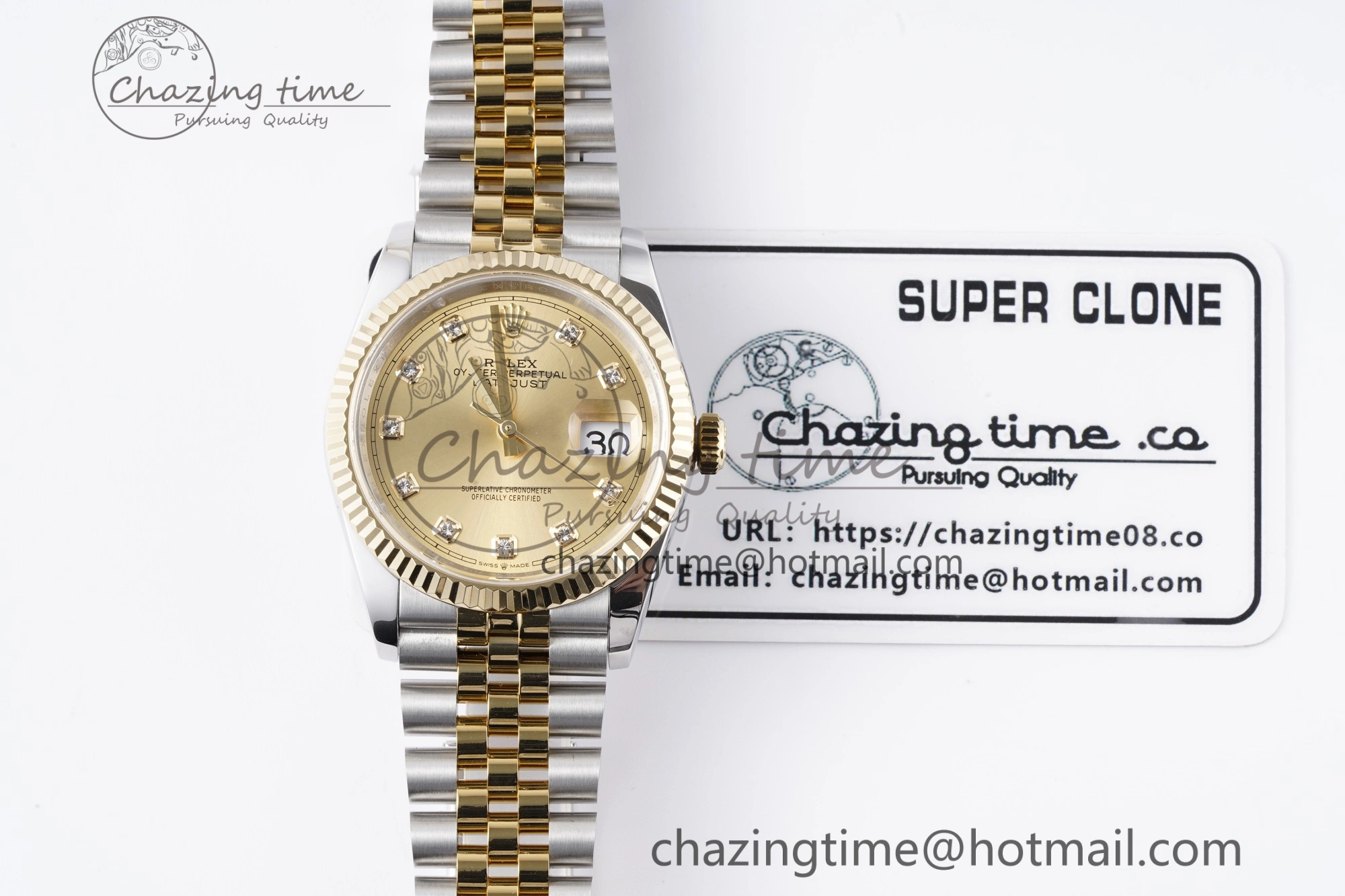 DateJust 36 SS YG 126233 JDF YG Plated 904L Steel YG Dial Diamonds Markers on Jubilee Bracelet V Bright 1752