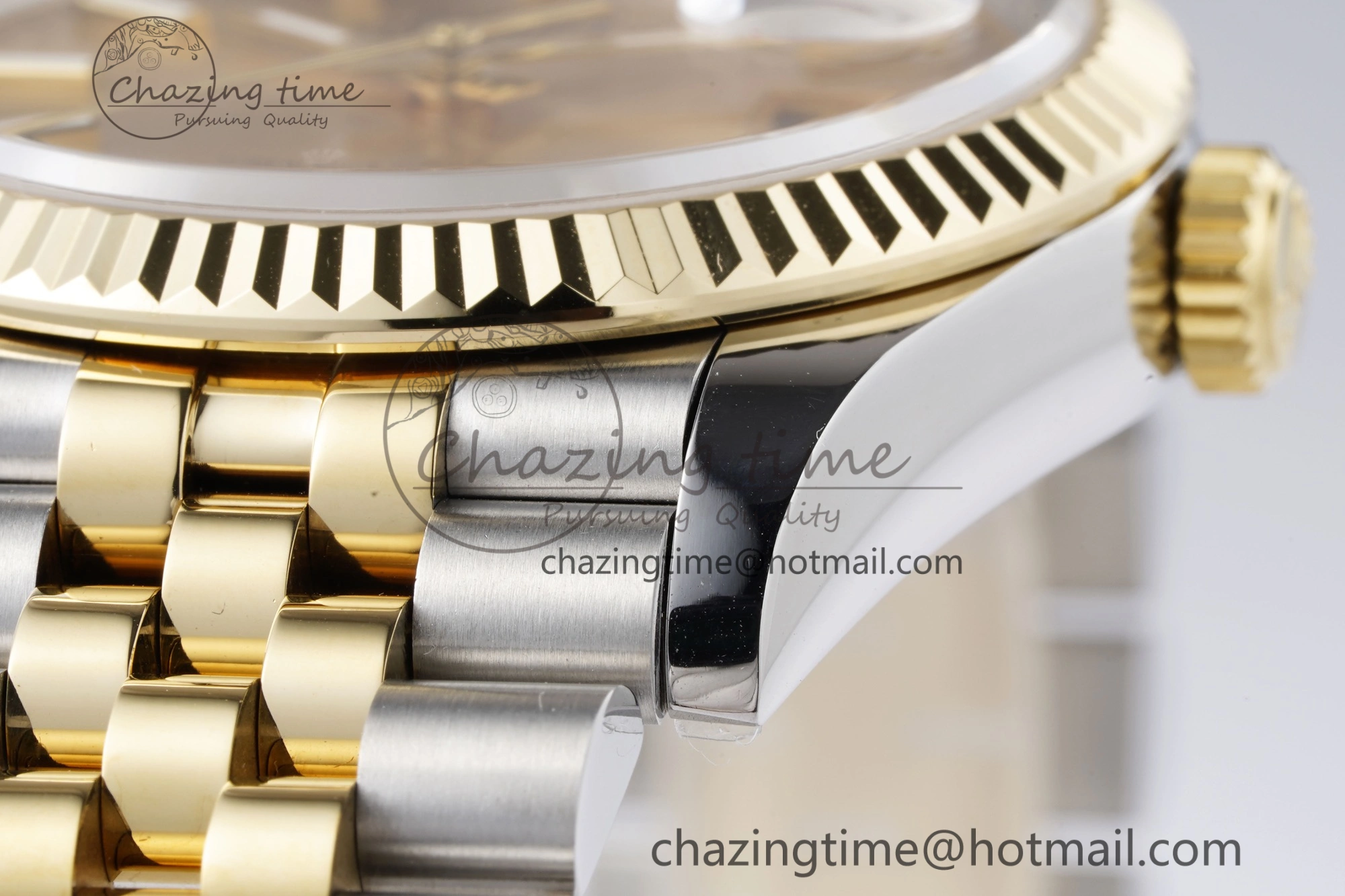 WrinkleFree DateJust 36 SS YG 126233 JDF YG Plated 904L Steel YG Dial Stick Markers on Jubilee Bracelet V 1753