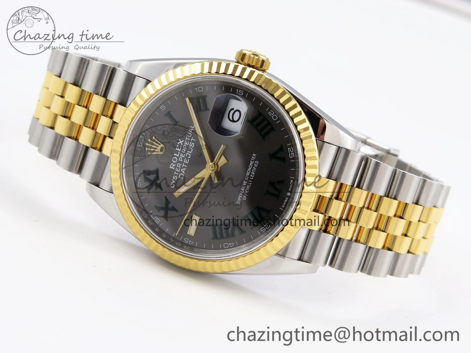 DateJust 36 SS YG 126233 VSF 1:1 Best Edition 904L Steel Gray Dial Green Roman Marker on Jubilee Bracelet VS SunProtective 1858