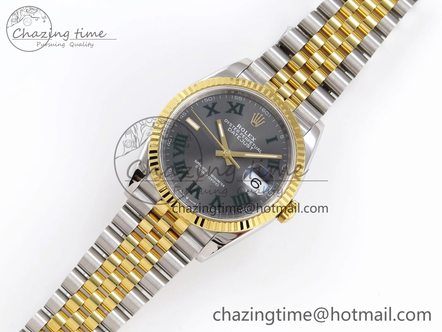 DateJust 36 SS YG 126233 VSF 1:1 Best Edition 904L Steel Gray Dial Green Roman Marker on Jubilee Bracelet VS SunProtective 1858