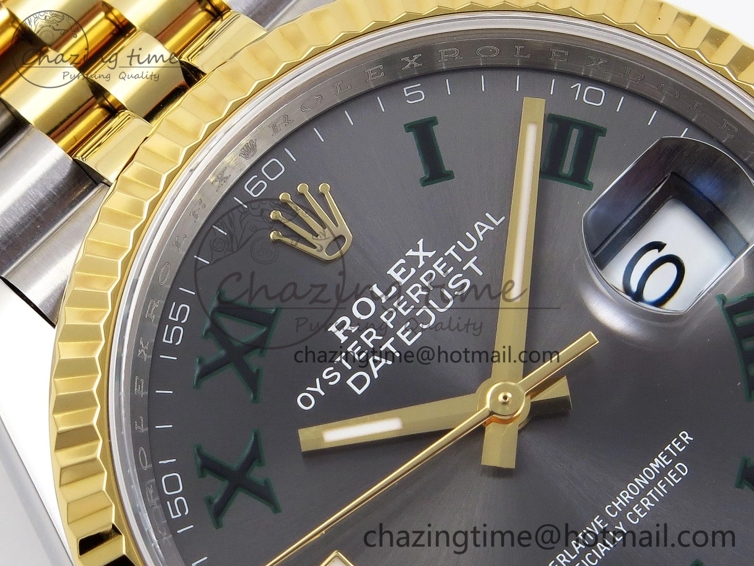 DateJust 36 SS YG 126233 VSF 1:1 Best Edition 904L Steel Gray Dial Green Roman Marker on Jubilee Bracelet VS SunProtective 1858