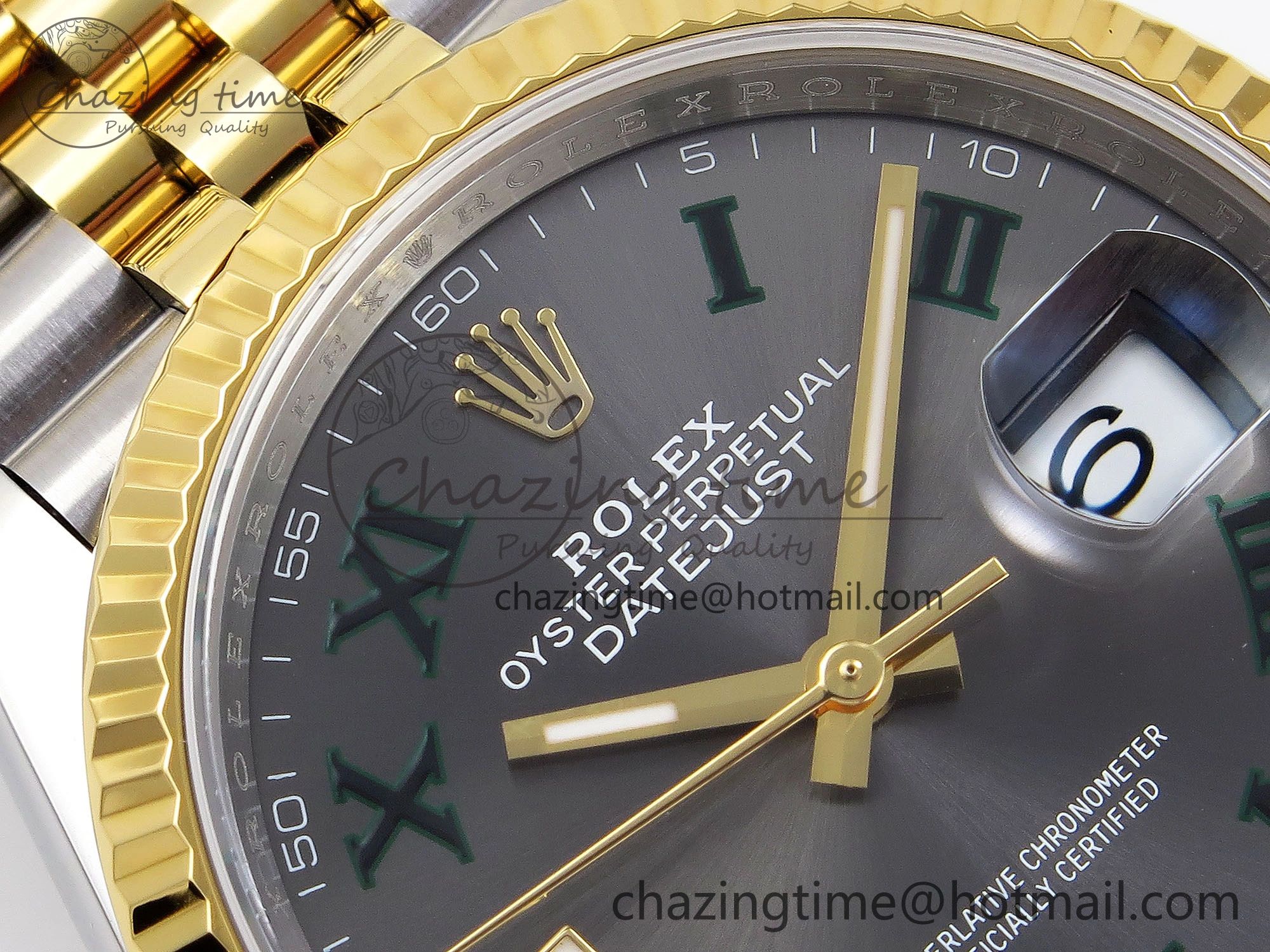 DateJust 36 SS YG 126233 VSF 1:1 Best Edition 904L Steel Gray Dial Green Roman Marker on Jubilee Bracelet VS SunProtective 1858