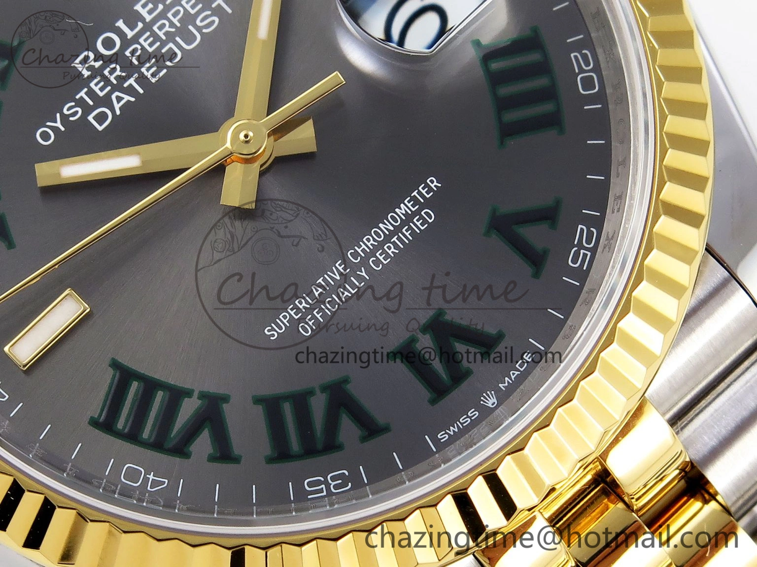 DateJust 36 SS YG 126233 VSF 1:1 Best Edition 904L Steel Gray Dial Green Roman Marker on Jubilee Bracelet VS SunProtective 1858
