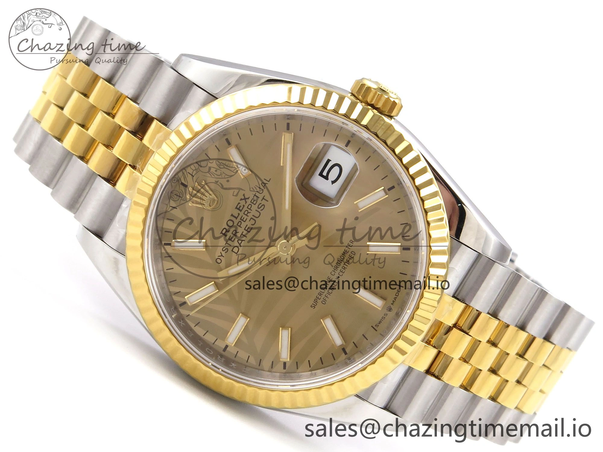 DateJust 36 SS YG 126233 VSF 1:1 Best Edition 904L Steel YG Leaf Dial on Jubilee Bracelet VS Lightweight 1002