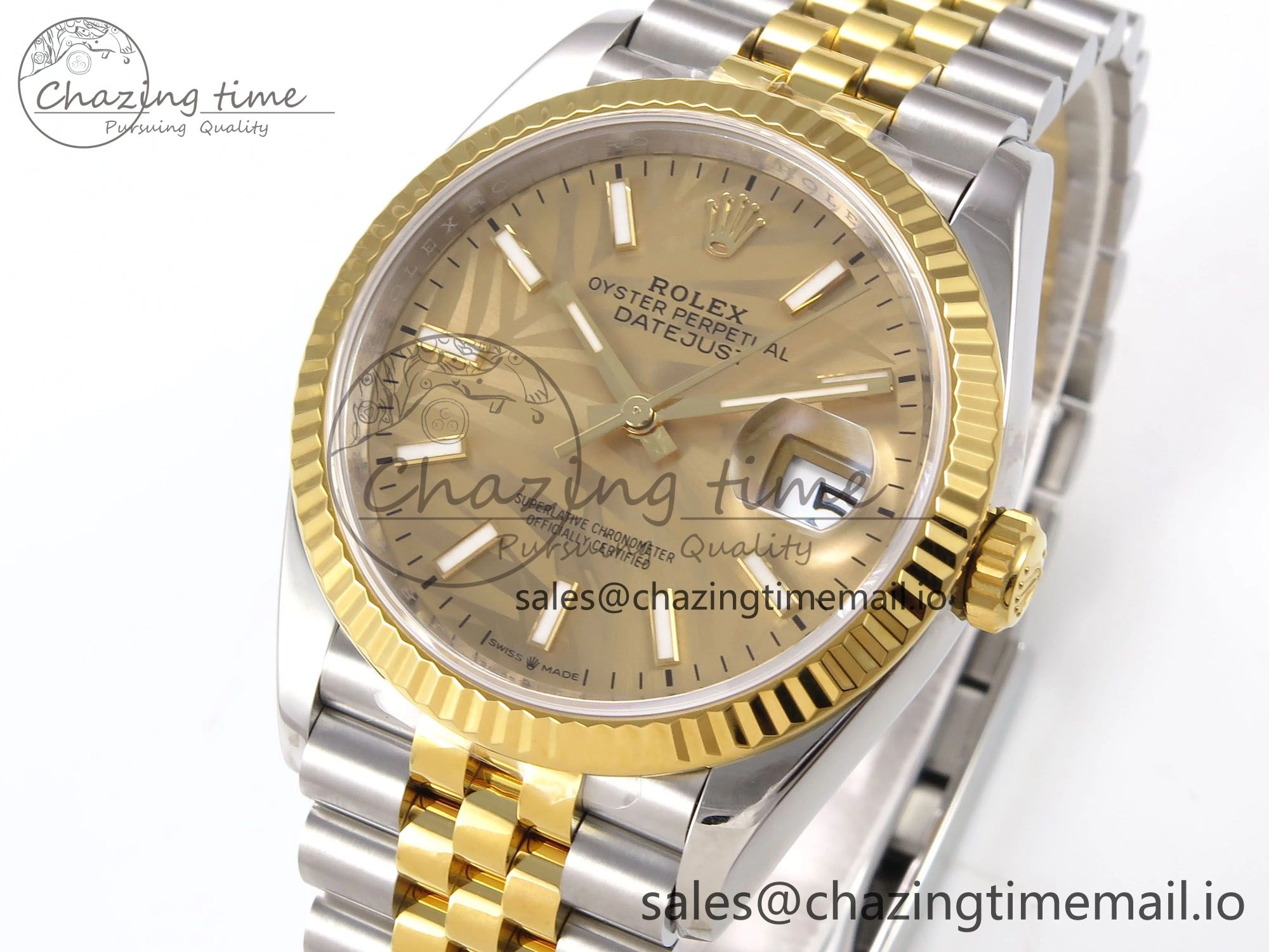 DateJust 36 SS YG 126233 VSF 1:1 Best Edition 904L Steel YG Leaf Dial on Jubilee Bracelet VS Lightweight 1002