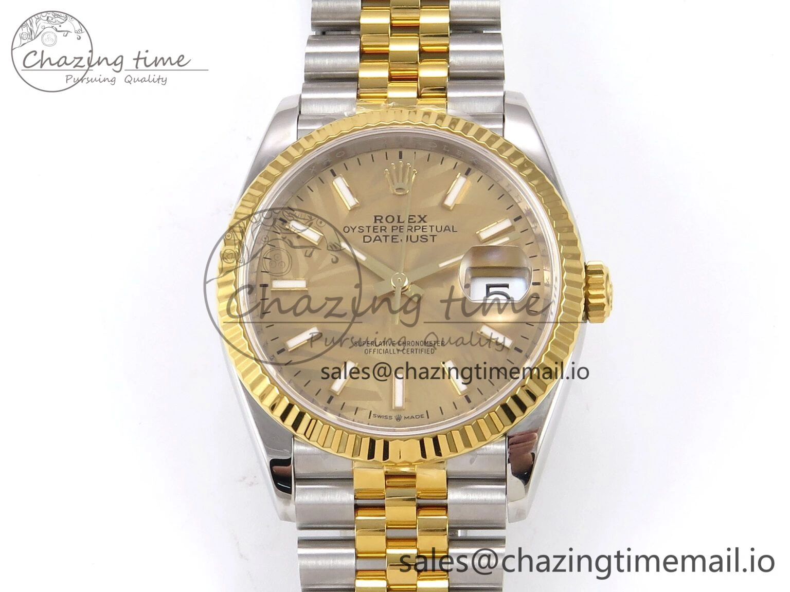 DateJust 36 SS YG 126233 VSF 1:1 Best Edition 904L Steel YG Leaf Dial on Jubilee Bracelet VS Lightweight 1002
