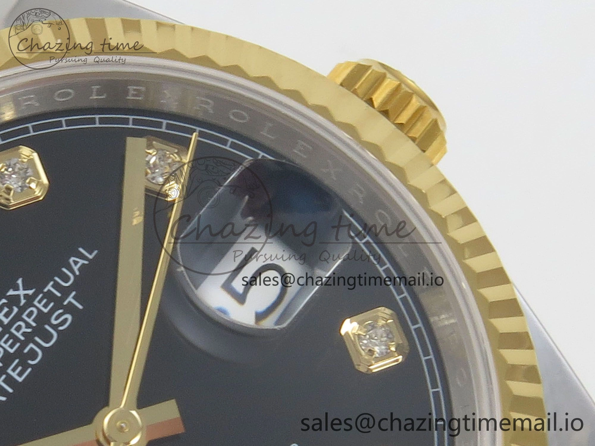 FashionForward DateJust 36 SS YG ARF 1:1 Best Edition 904L Steel Black Diamonds Dial on Oyster Bracelet SH 100