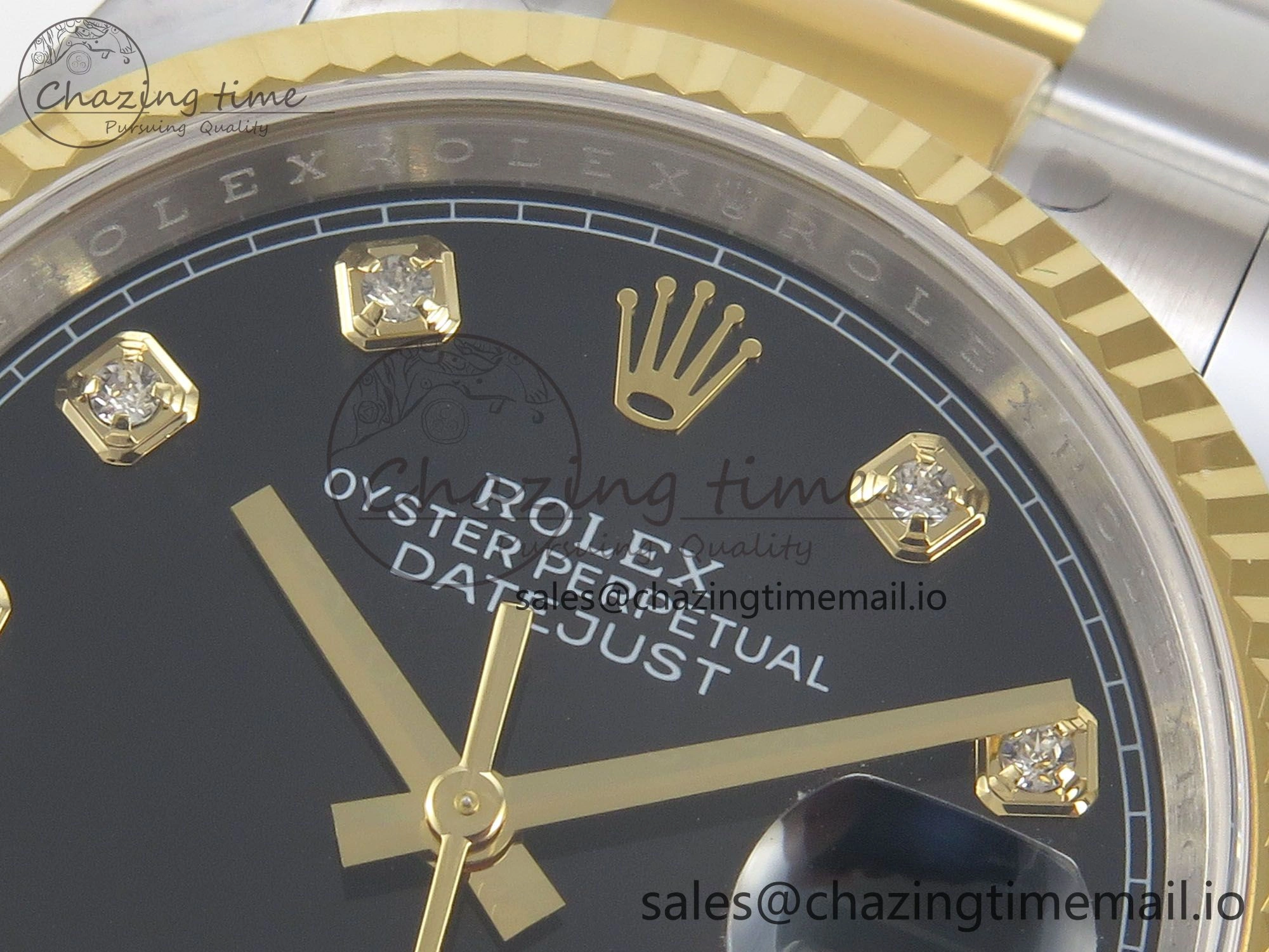 FashionForward DateJust 36 SS YG ARF 1:1 Best Edition 904L Steel Black Diamonds Dial on Oyster Bracelet SH 100