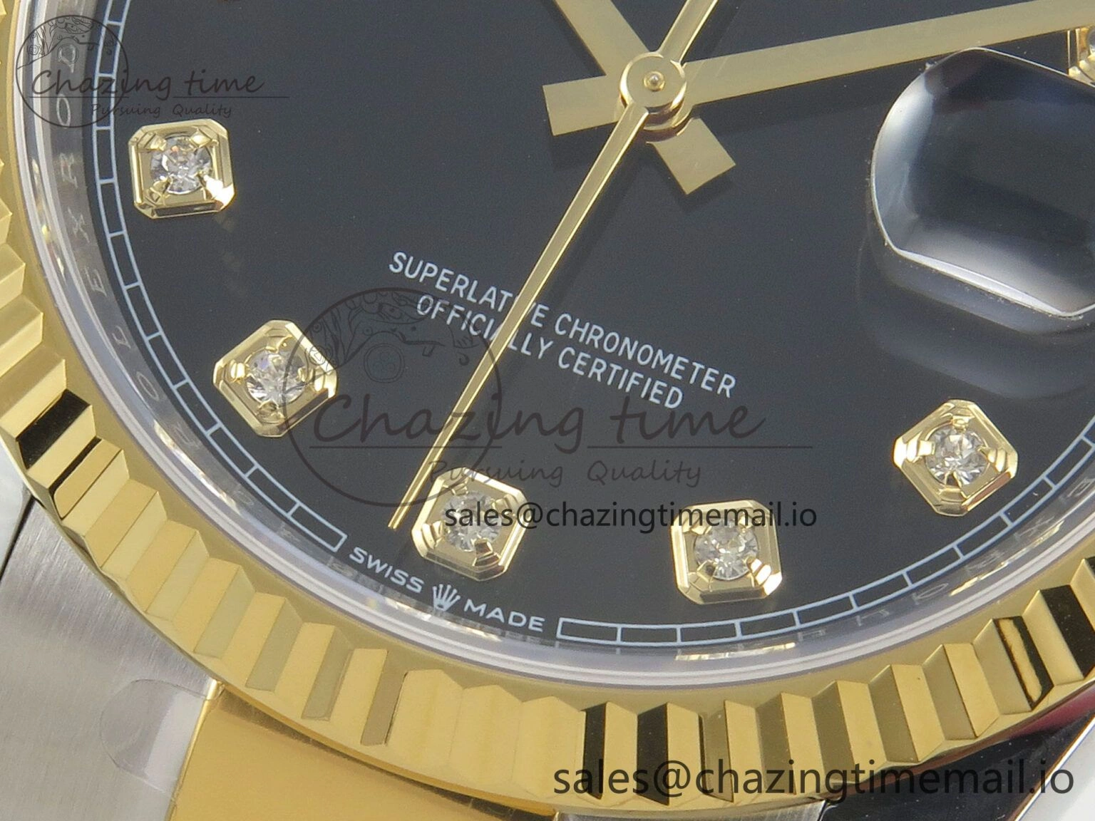 FashionForward DateJust 36 SS YG ARF 1:1 Best Edition 904L Steel Black Diamonds Dial on Oyster Bracelet SH 100