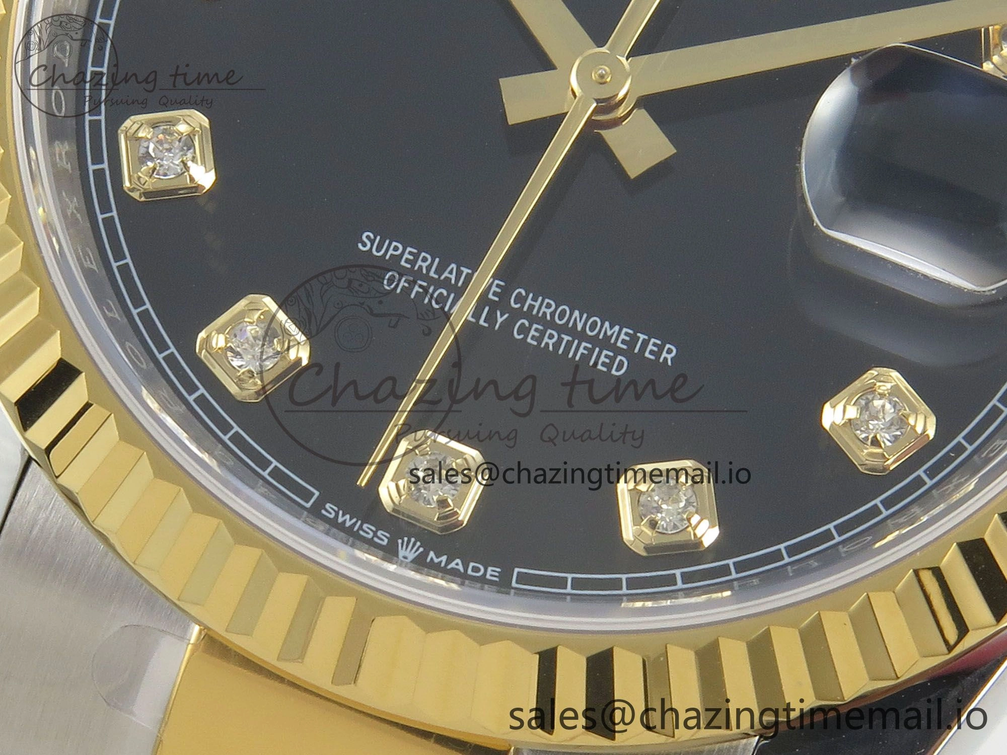 FashionForward DateJust 36 SS YG ARF 1:1 Best Edition 904L Steel Black Diamonds Dial on Oyster Bracelet SH 100