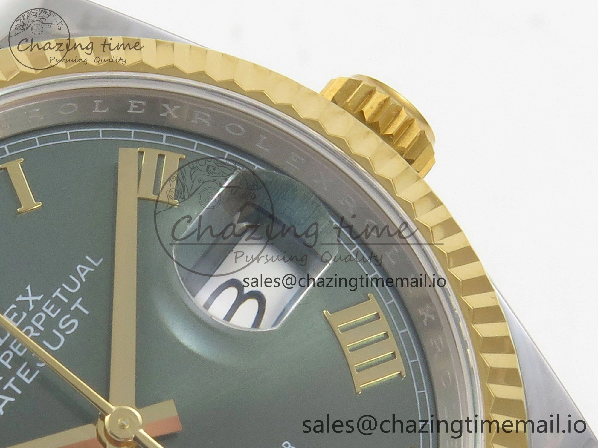 DateJust 36 SS YG ARF 1:1 Best Edition 904L Steel Green Dial YG Roman on Oyster Bracelet SH ZeroBulk 85