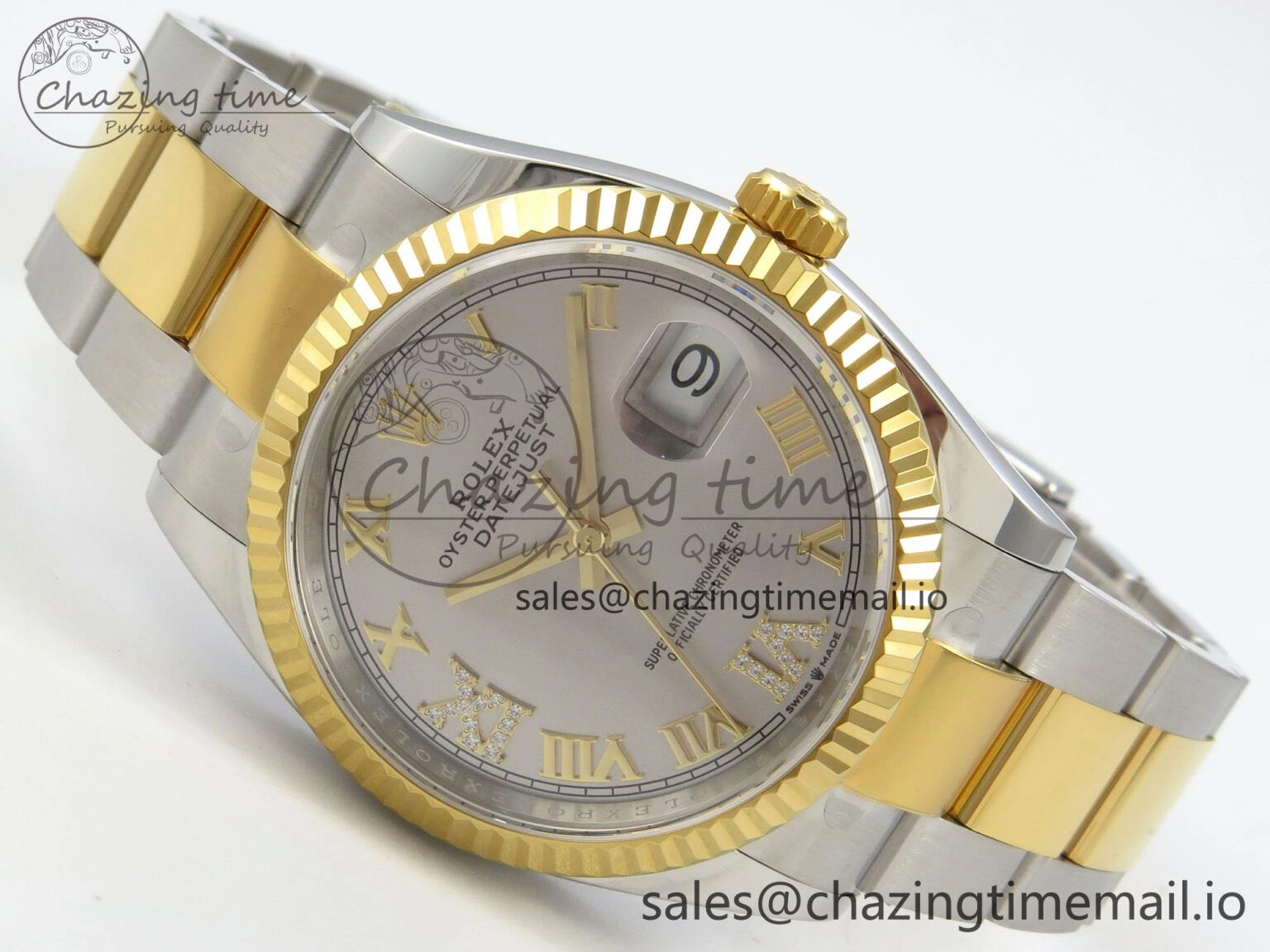 TimelessDesign DateJust 36 SS YG ARF 1:1 Best Edition 904L Steel Silver Dial YG Roman on Oyster Bracelet SH 86