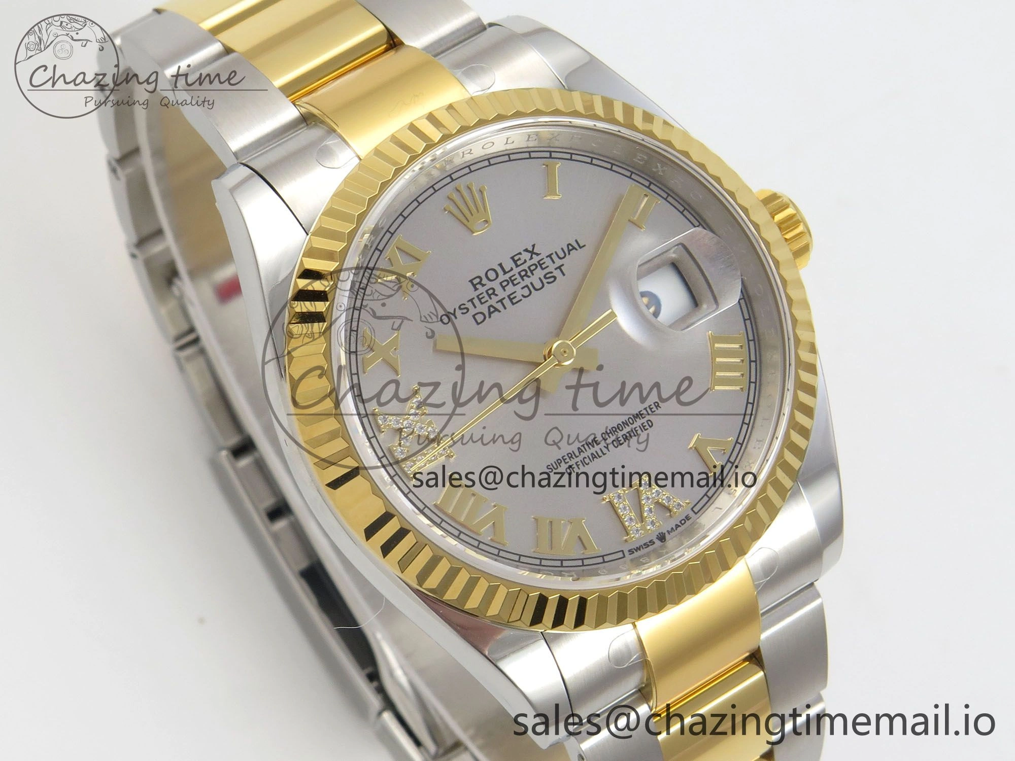 TimelessDesign DateJust 36 SS YG ARF 1:1 Best Edition 904L Steel Silver Dial YG Roman on Oyster Bracelet SH 86
