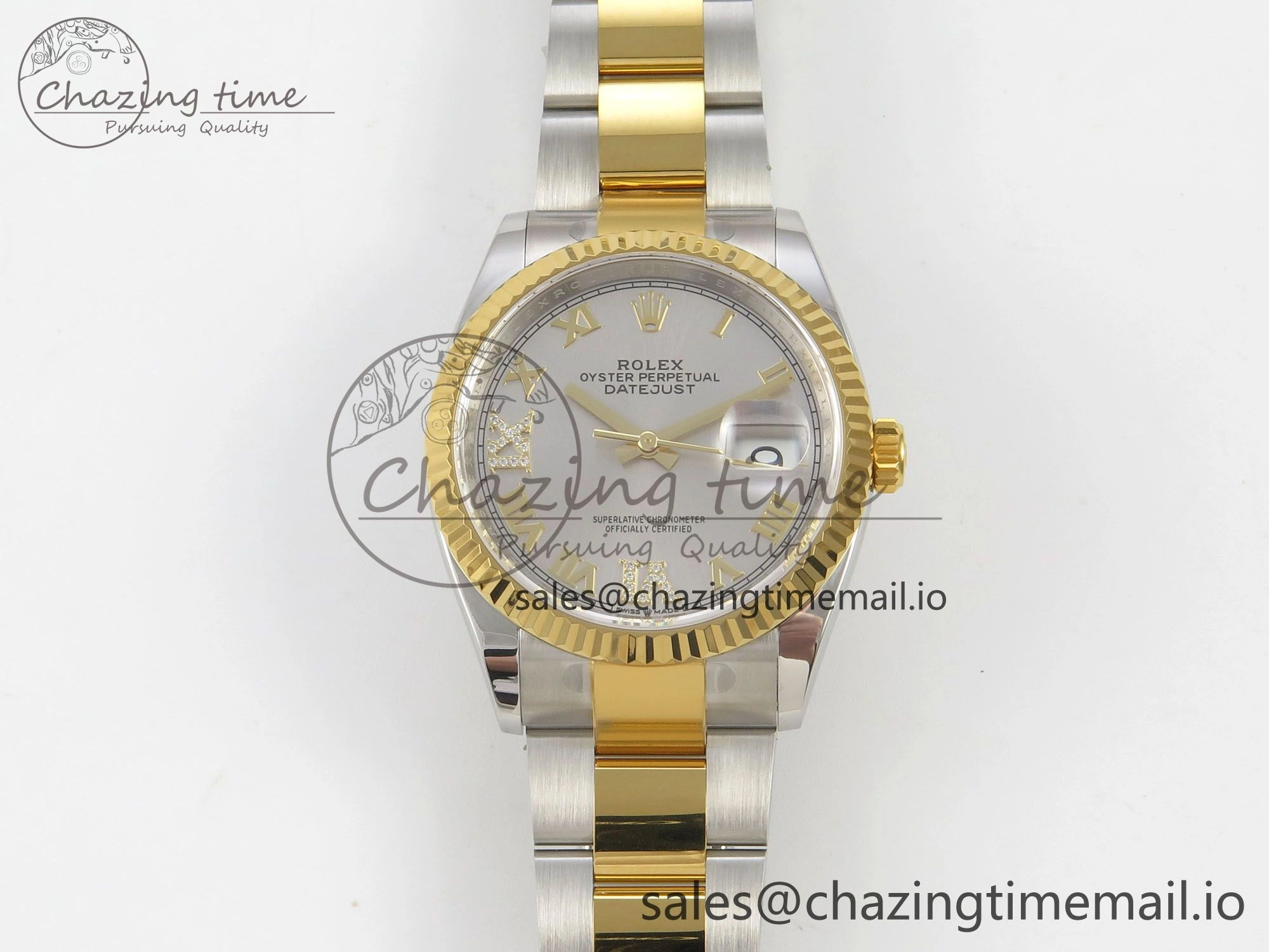 TimelessDesign DateJust 36 SS YG ARF 1:1 Best Edition 904L Steel Silver Dial YG Roman on Oyster Bracelet SH 86