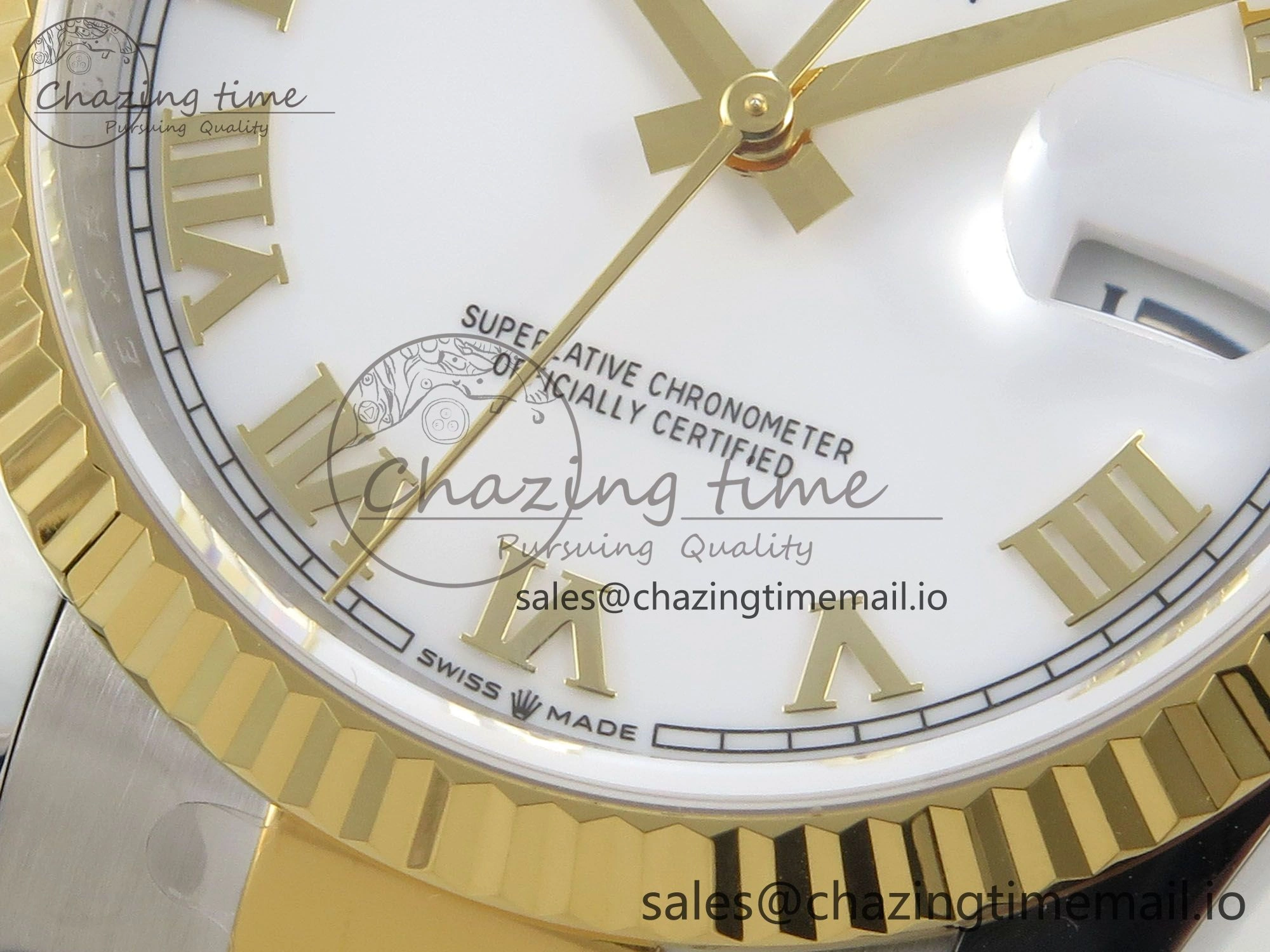 DateJust 36 SS YG ARF 1:1 Best Edition 904L Steel White Dial YG Roman on Oyster Bracelet SH WeatherProof 99