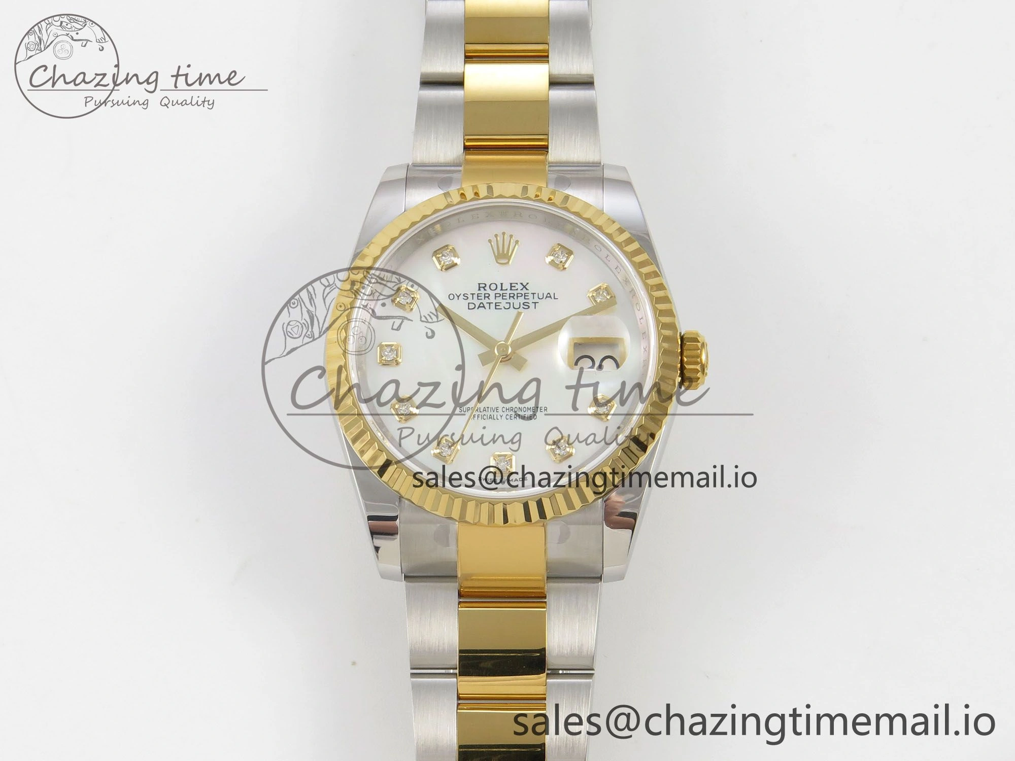 Breathable DateJust 36 SS YG ARF 1:1 Best Edition 904L Steel White MOP Dial on Oyster Bracelet SH 82