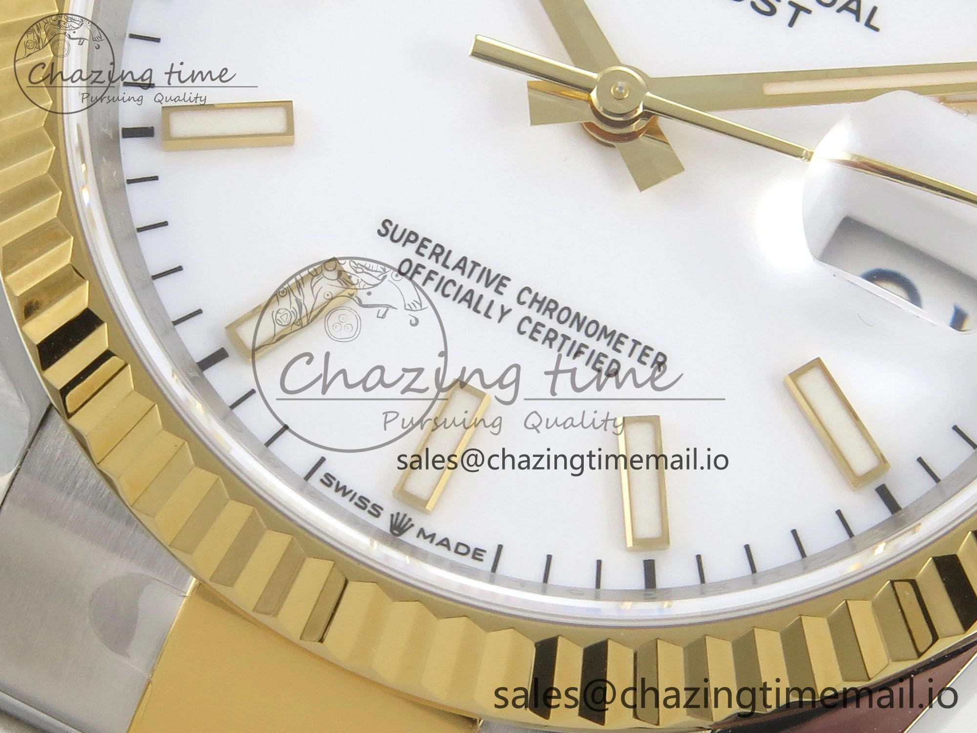 Premium DateJust 36 SS YG ARF 1:1 Best Edition 904L Steel White Stick Dial on Oyster Bracelet SH 95
