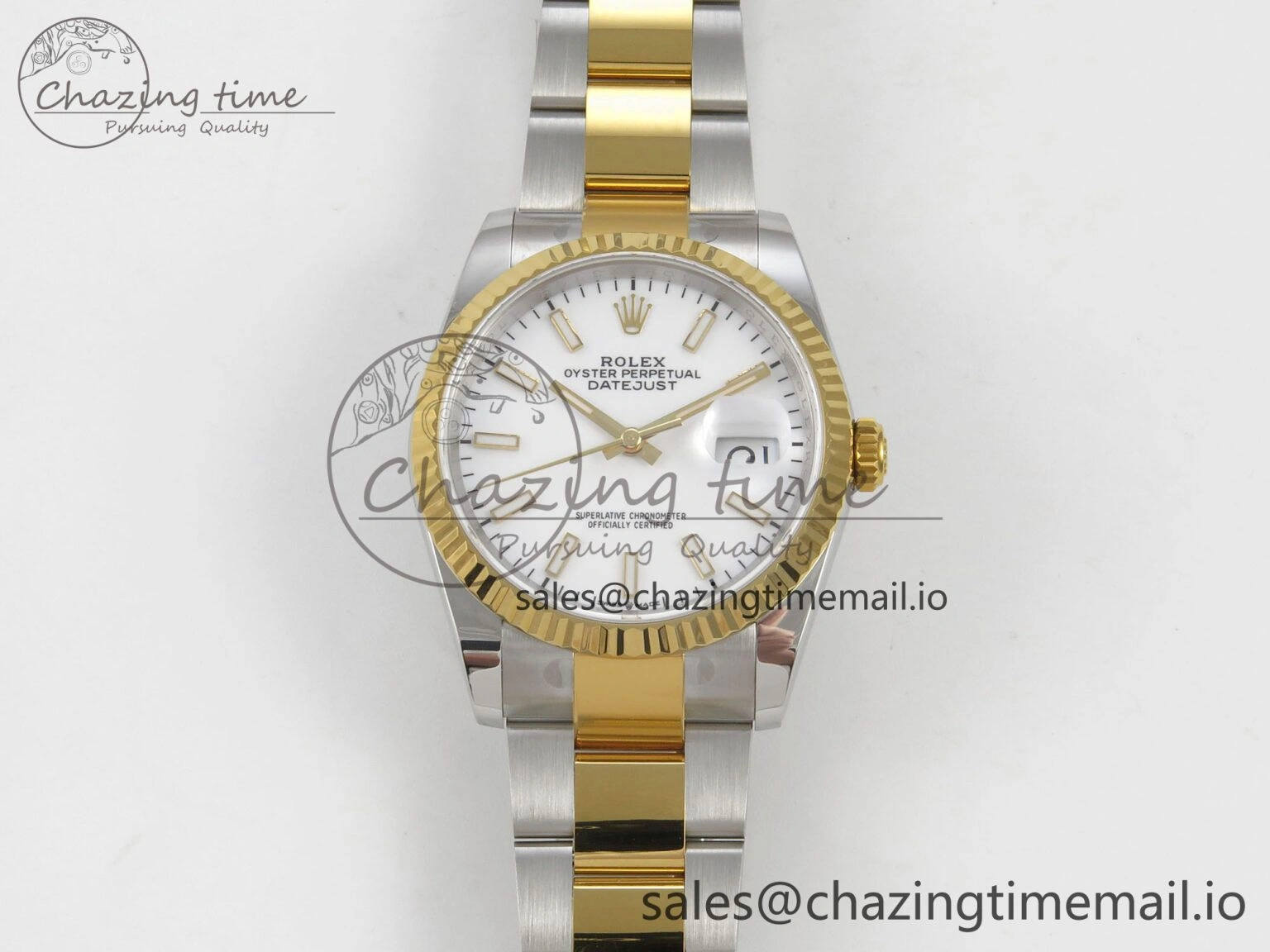 Premium DateJust 36 SS YG ARF 1:1 Best Edition 904L Steel White Stick Dial on Oyster Bracelet SH 95
