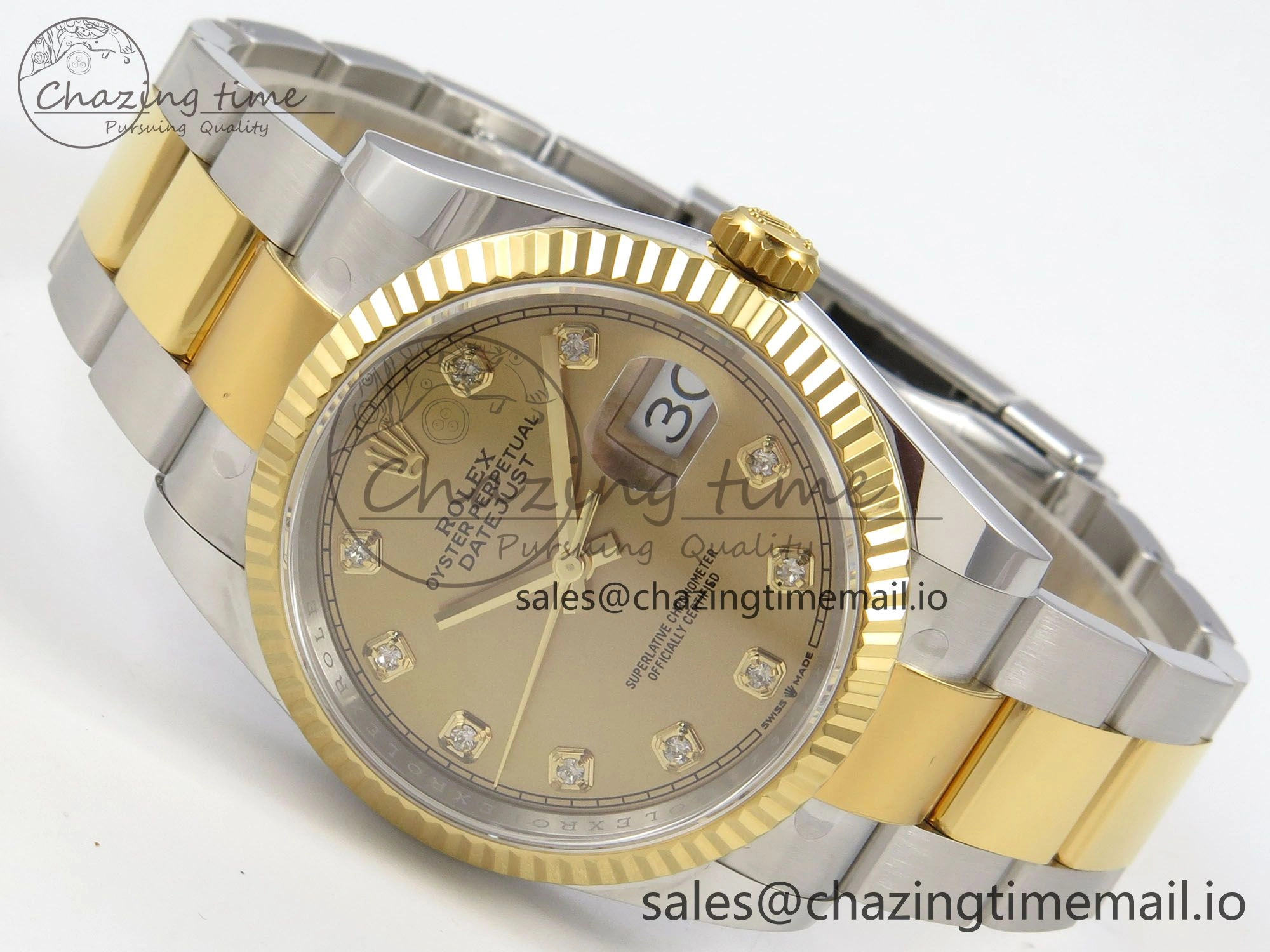 Durable DateJust 36 SS YG ARF 1:1 Best Edition 904L Steel YG Diamonds Dial on Oyster Bracelet SH 98