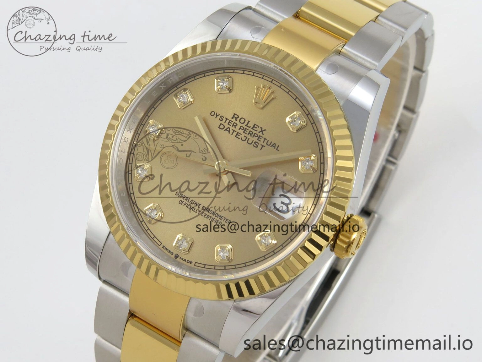 Durable DateJust 36 SS YG ARF 1:1 Best Edition 904L Steel YG Diamonds Dial on Oyster Bracelet SH 98