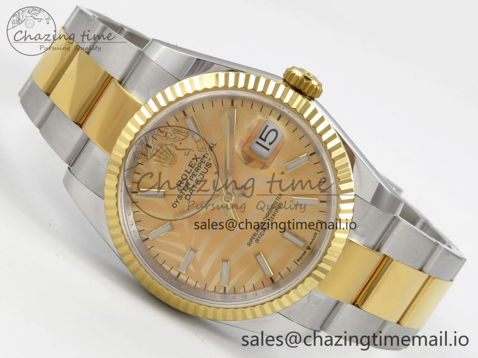 FashionForward DateJust 36 SS YG ARF 1:1 Best Edition 904L Steel YG Leaf Dial on Oyster Bracelet SH 92