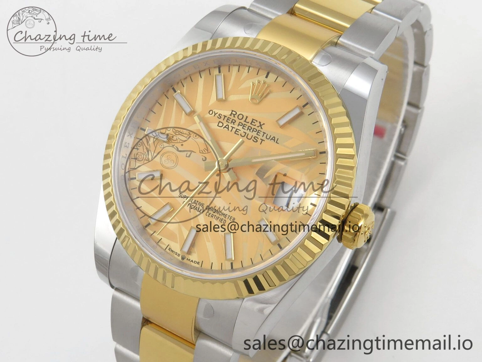 FashionForward DateJust 36 SS YG ARF 1:1 Best Edition 904L Steel YG Leaf Dial on Oyster Bracelet SH 92