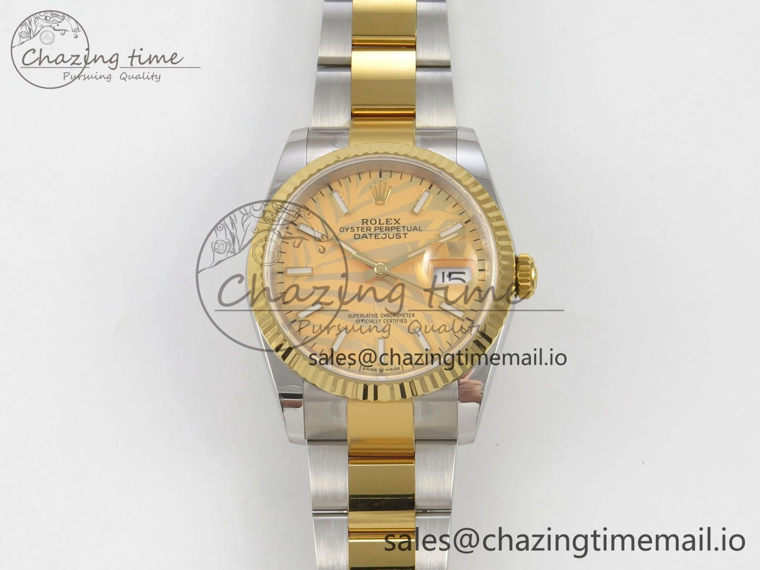 FashionForward DateJust 36 SS YG ARF 1:1 Best Edition 904L Steel YG Leaf Dial on Oyster Bracelet SH 92