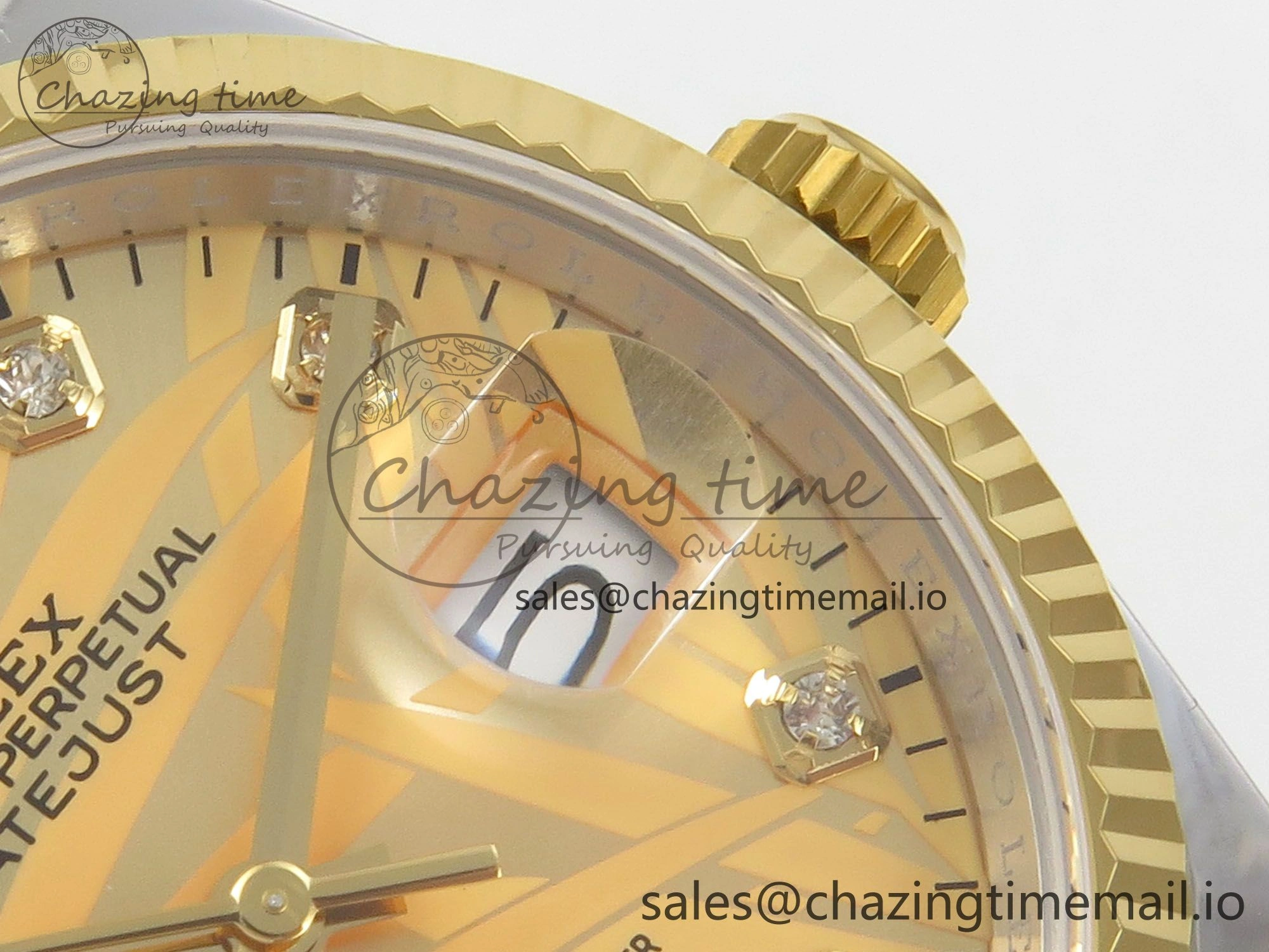 Stretchable DateJust 36 SS YG ARF 1:1 Best Edition 904L Steel YG Leaf Diamonds Dial on Oyster Bracelet SH 87