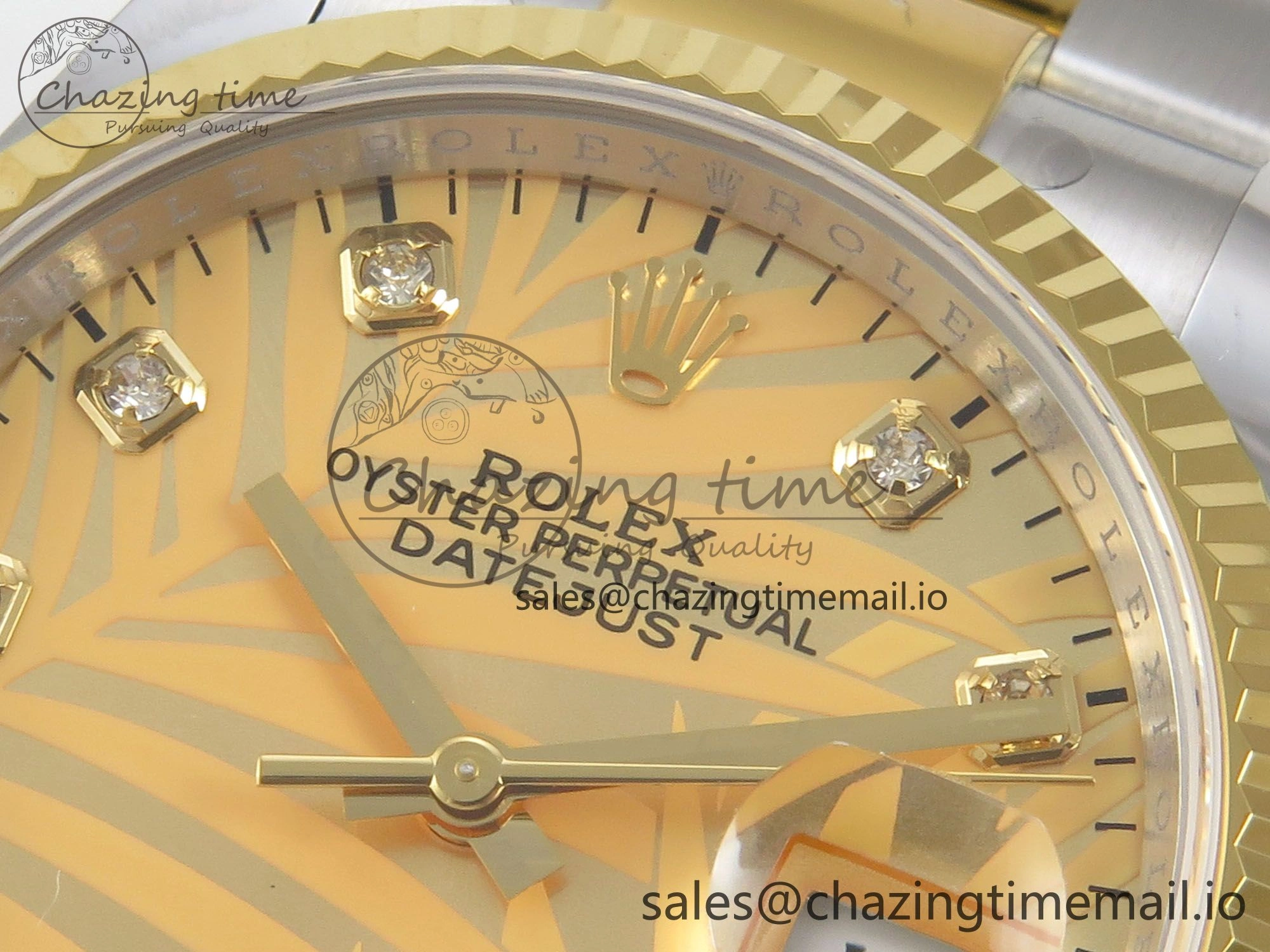 Stretchable DateJust 36 SS YG ARF 1:1 Best Edition 904L Steel YG Leaf Diamonds Dial on Oyster Bracelet SH 87