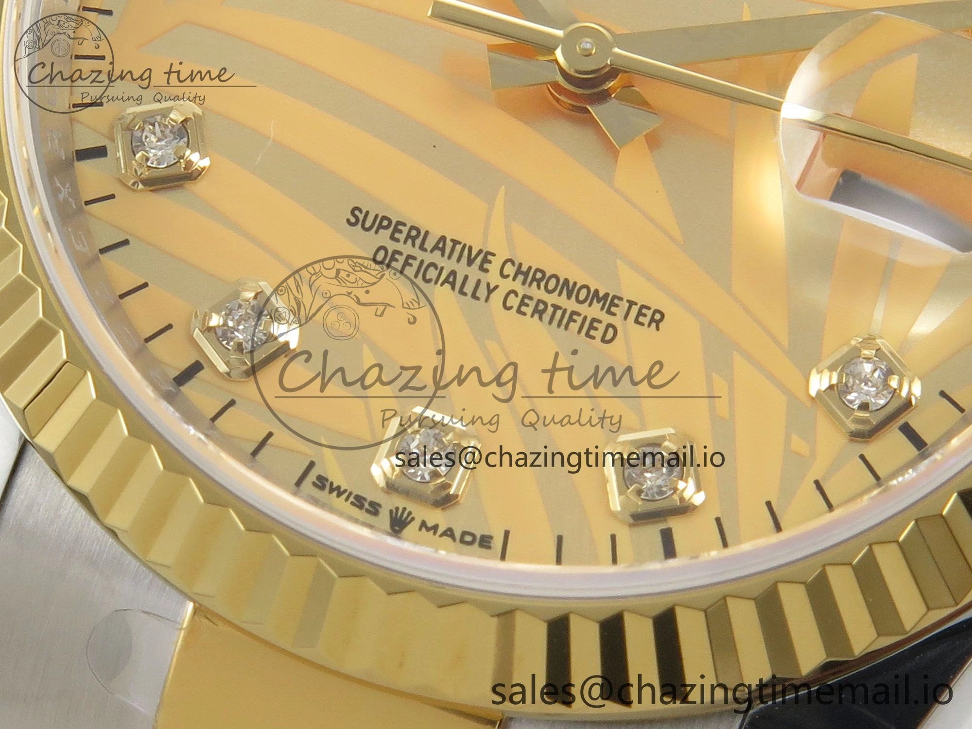 Stretchable DateJust 36 SS YG ARF 1:1 Best Edition 904L Steel YG Leaf Diamonds Dial on Oyster Bracelet SH 87