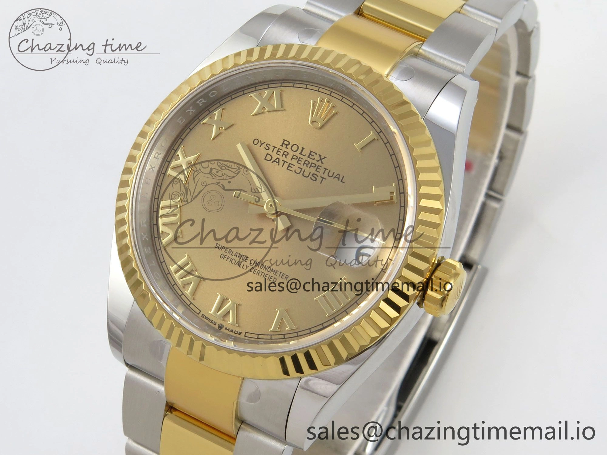 DateJust 36 SS YG ARF 1:1 Best Edition 904L Steel YG Roman Dial on Oyster Bracelet SH GoodFit 101