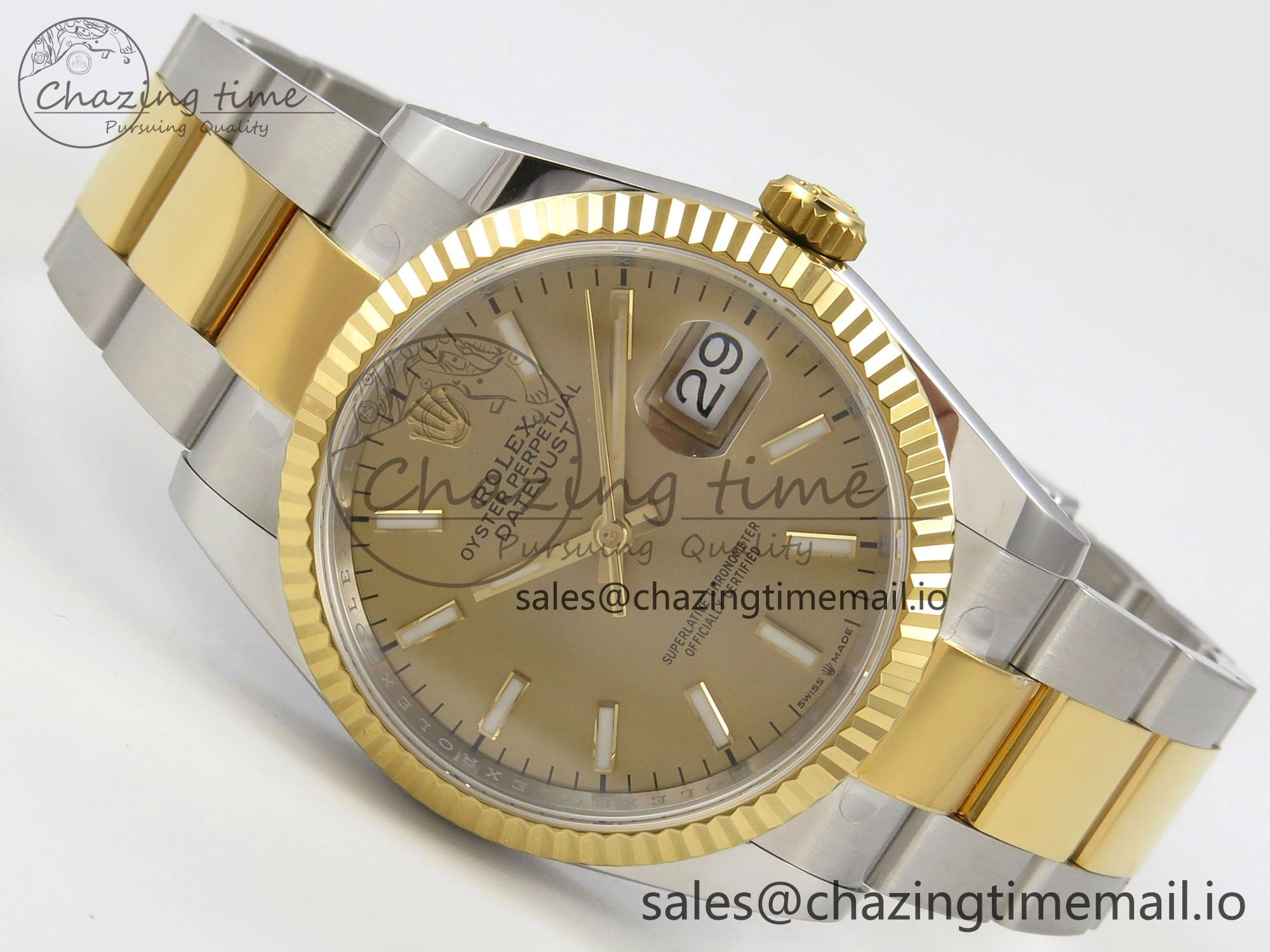 DateJust 36 SS YG ARF 1:1 Best Edition 904L Steel YG Stick Dial on Oyster Bracelet SH Soft 89