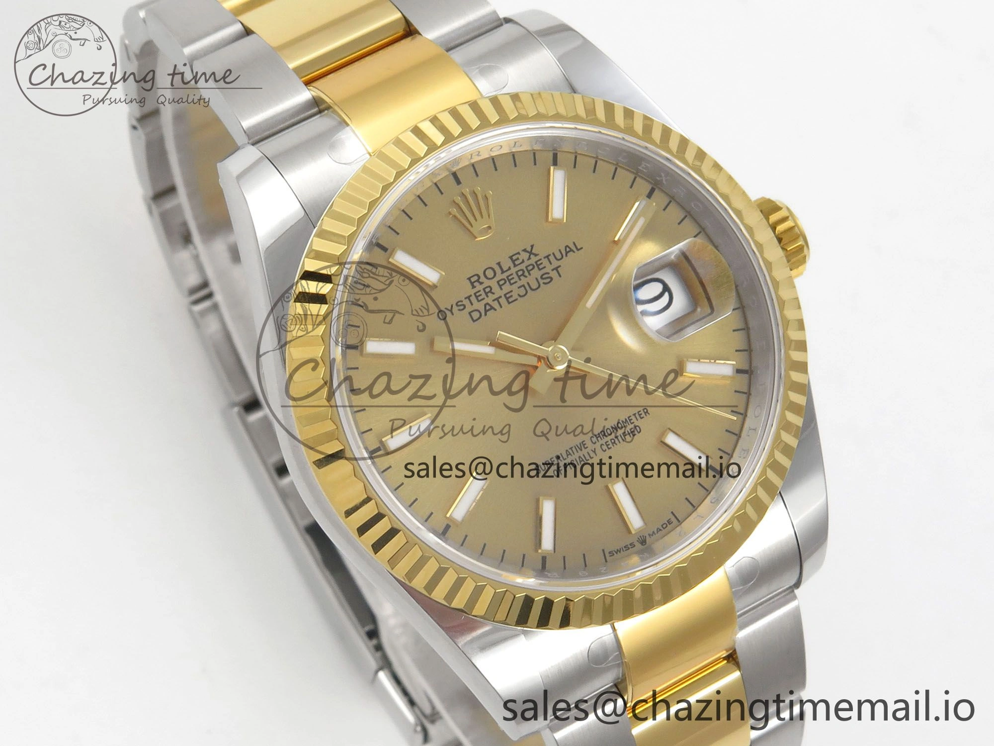DateJust 36 SS YG ARF 1:1 Best Edition 904L Steel YG Stick Dial on Oyster Bracelet SH Soft 89