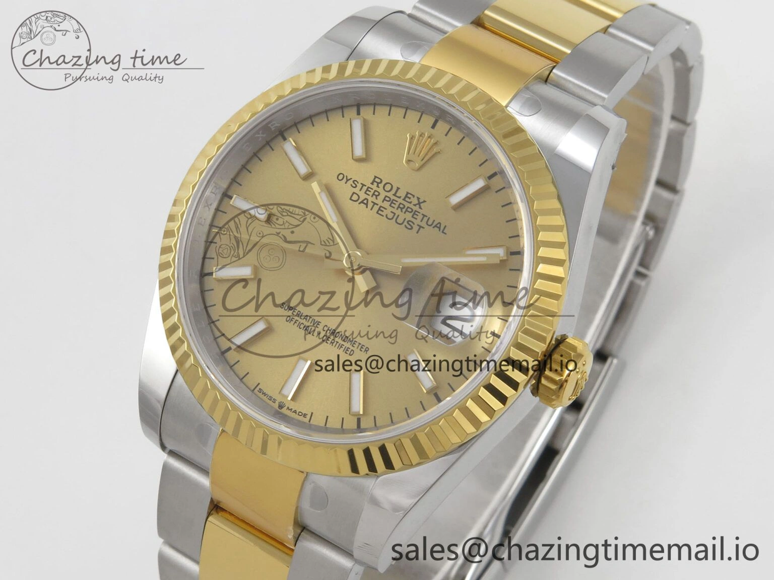 DateJust 36 SS YG ARF 1:1 Best Edition 904L Steel YG Stick Dial on Oyster Bracelet SH Soft 89