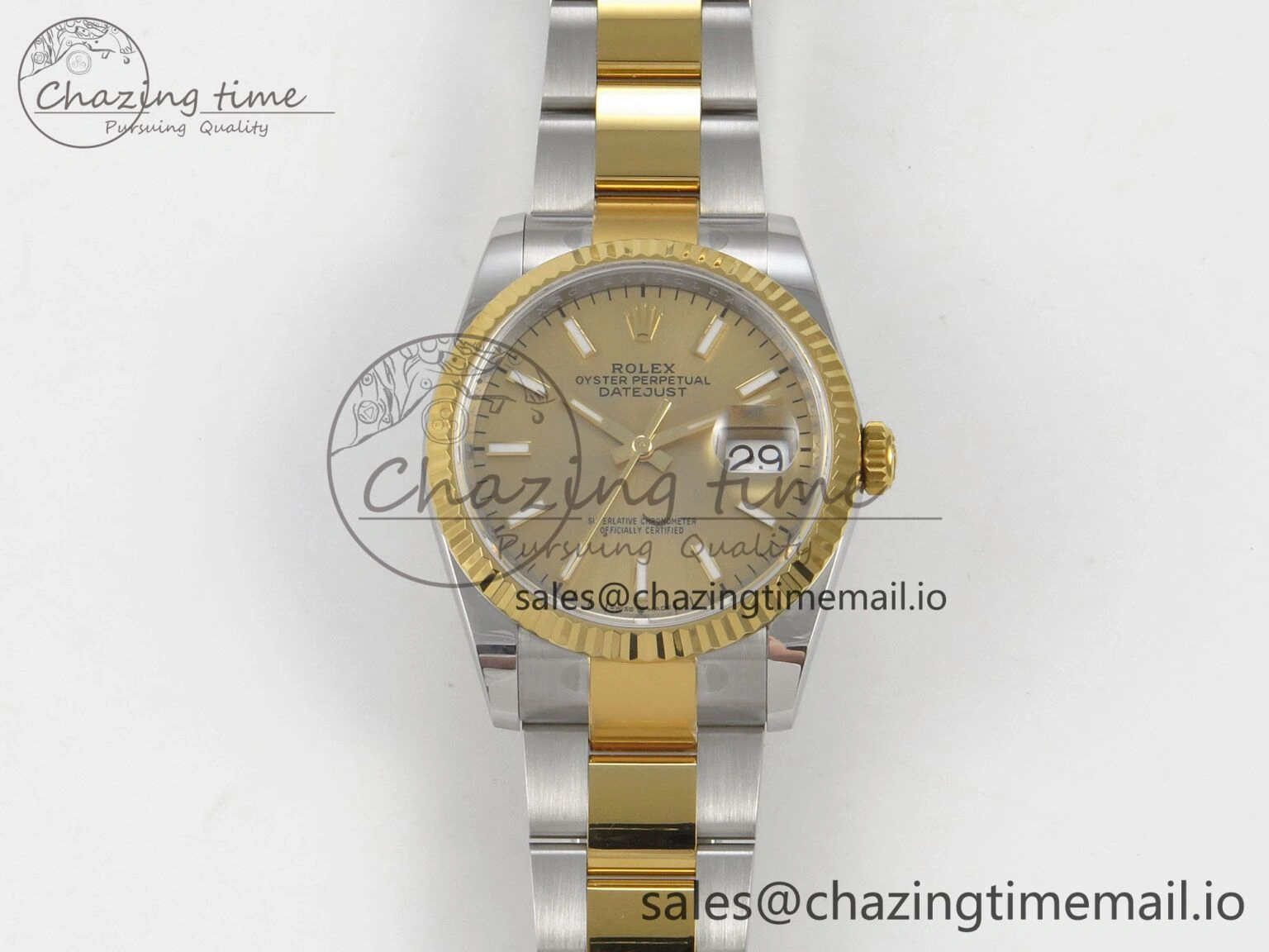 DateJust 36 SS YG ARF 1:1 Best Edition 904L Steel YG Stick Dial on Oyster Bracelet SH Soft 89