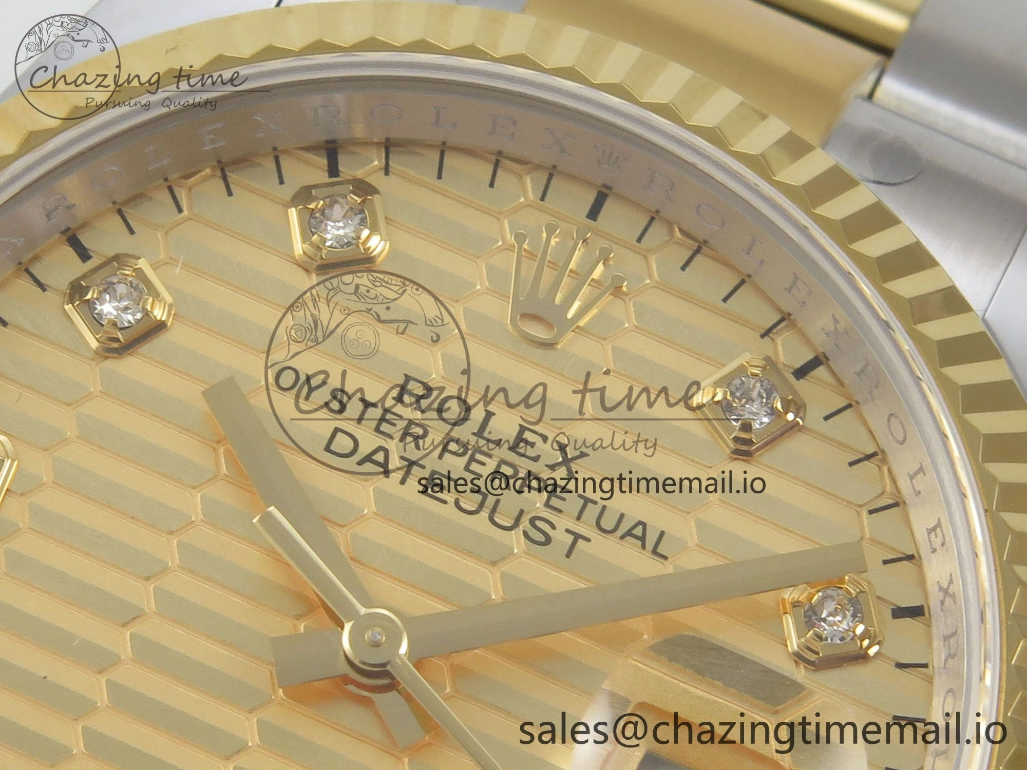 SmartChoice DateJust 36 SS YG ARF 1:1 Best Edition 904L Steel YG Textured Diamonds Dial on Oyster Bracelet SH 74