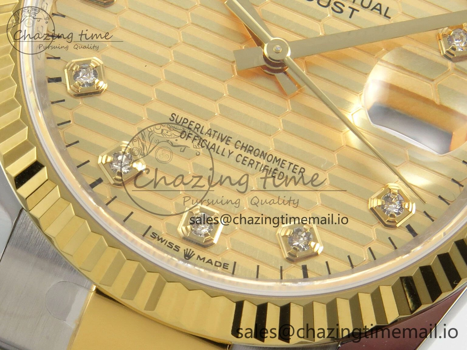 SmartChoice DateJust 36 SS YG ARF 1:1 Best Edition 904L Steel YG Textured Diamonds Dial on Oyster Bracelet SH 74