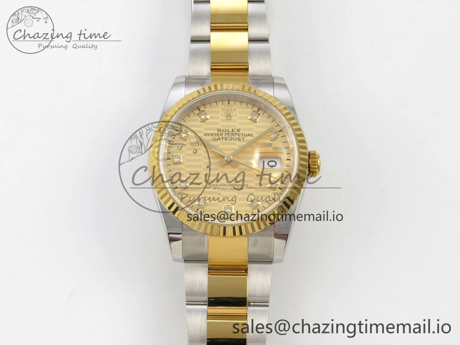 SmartChoice DateJust 36 SS YG ARF 1:1 Best Edition 904L Steel YG Textured Diamonds Dial on Oyster Bracelet SH 74