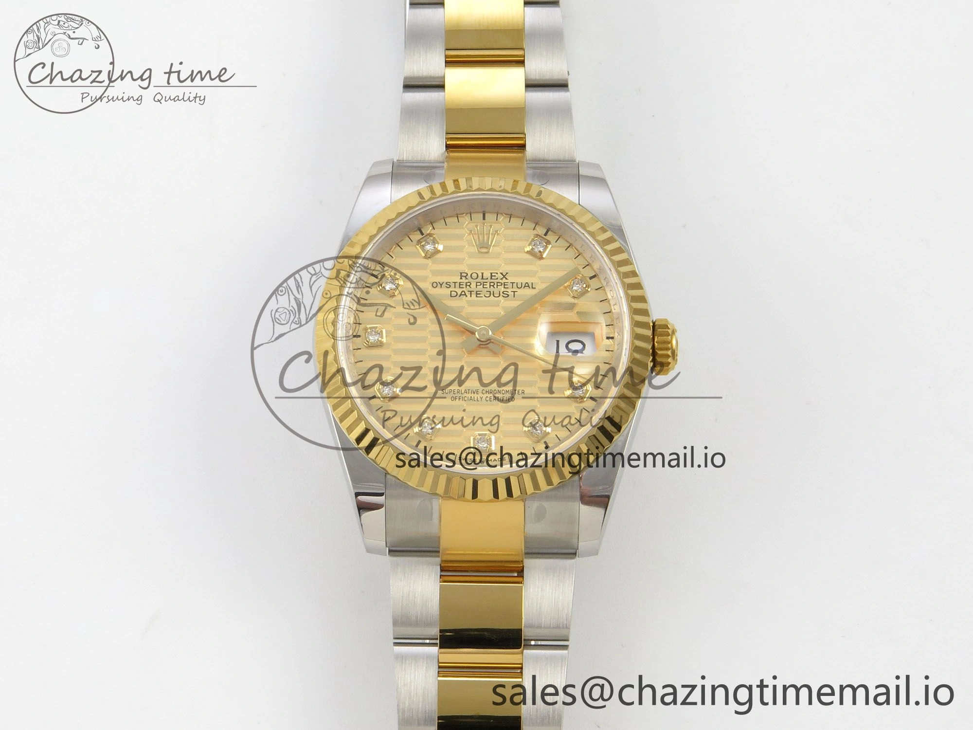 SmartChoice DateJust 36 SS YG ARF 1:1 Best Edition 904L Steel YG Textured Diamonds Dial on Oyster Bracelet SH 74