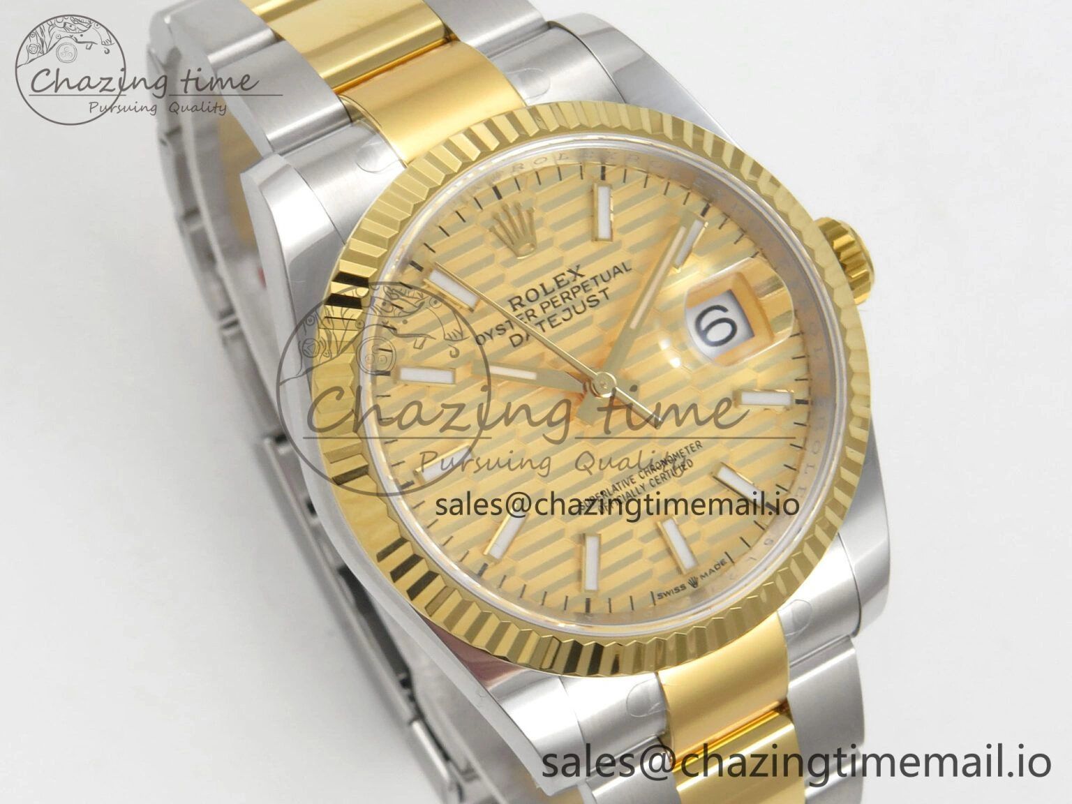 Compact DateJust 36 SS YG ARF 1:1 Best Edition 904L Steel YG Textured Stick Dial on Oyster Bracelet SH 97