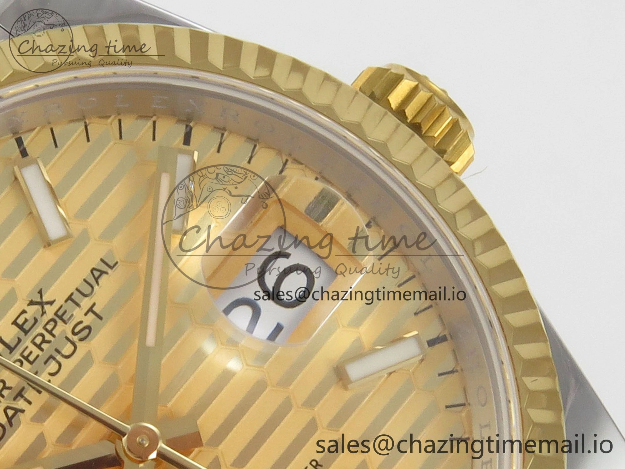 Compact DateJust 36 SS YG ARF 1:1 Best Edition 904L Steel YG Textured Stick Dial on Oyster Bracelet SH 97