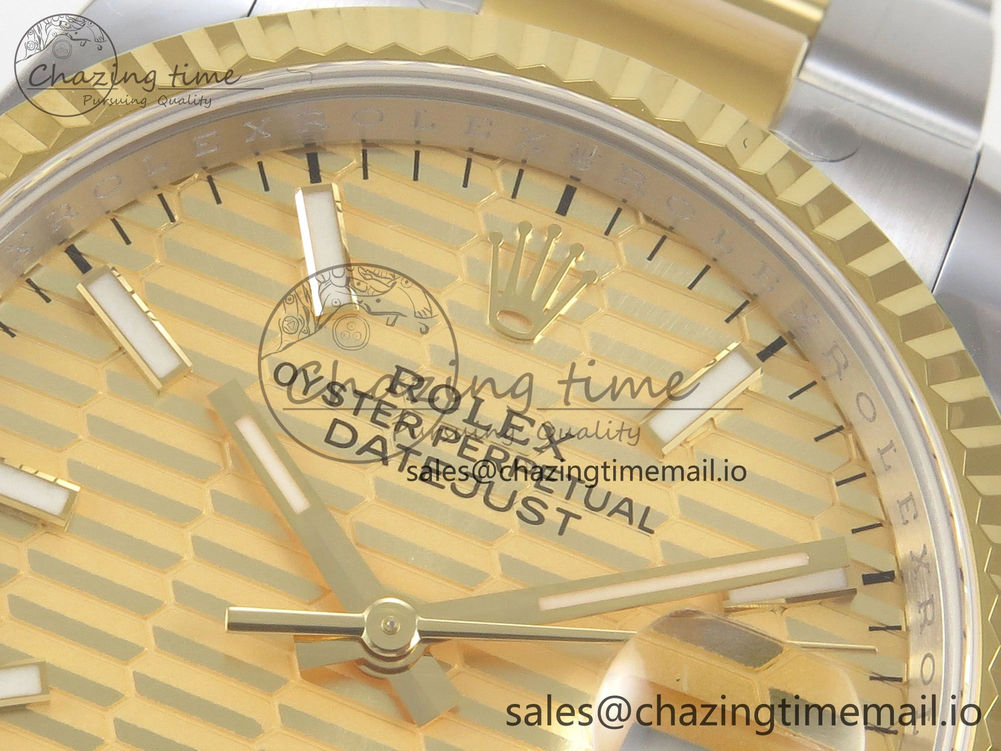 Compact DateJust 36 SS YG ARF 1:1 Best Edition 904L Steel YG Textured Stick Dial on Oyster Bracelet SH 97